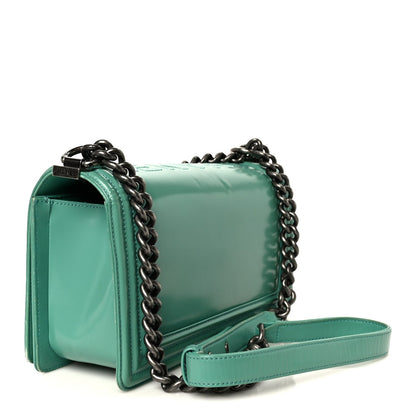 Glazed Calfskin Medium Boy Flap Green