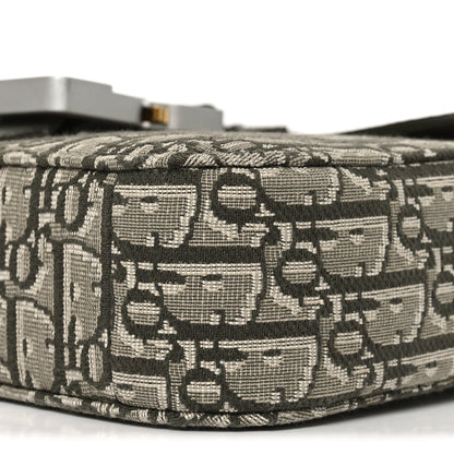 Oblique Jacquard Grained Calfskin Small Saddle Messenger Bag With Flap Green