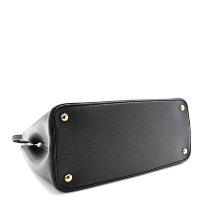 Saffiano Cuir Medium Double Bag Black Fuoco