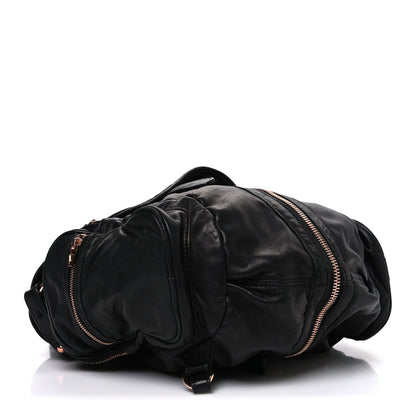 Lambskin Marti Backpack Bag Washed Black Rose Gold Hardware