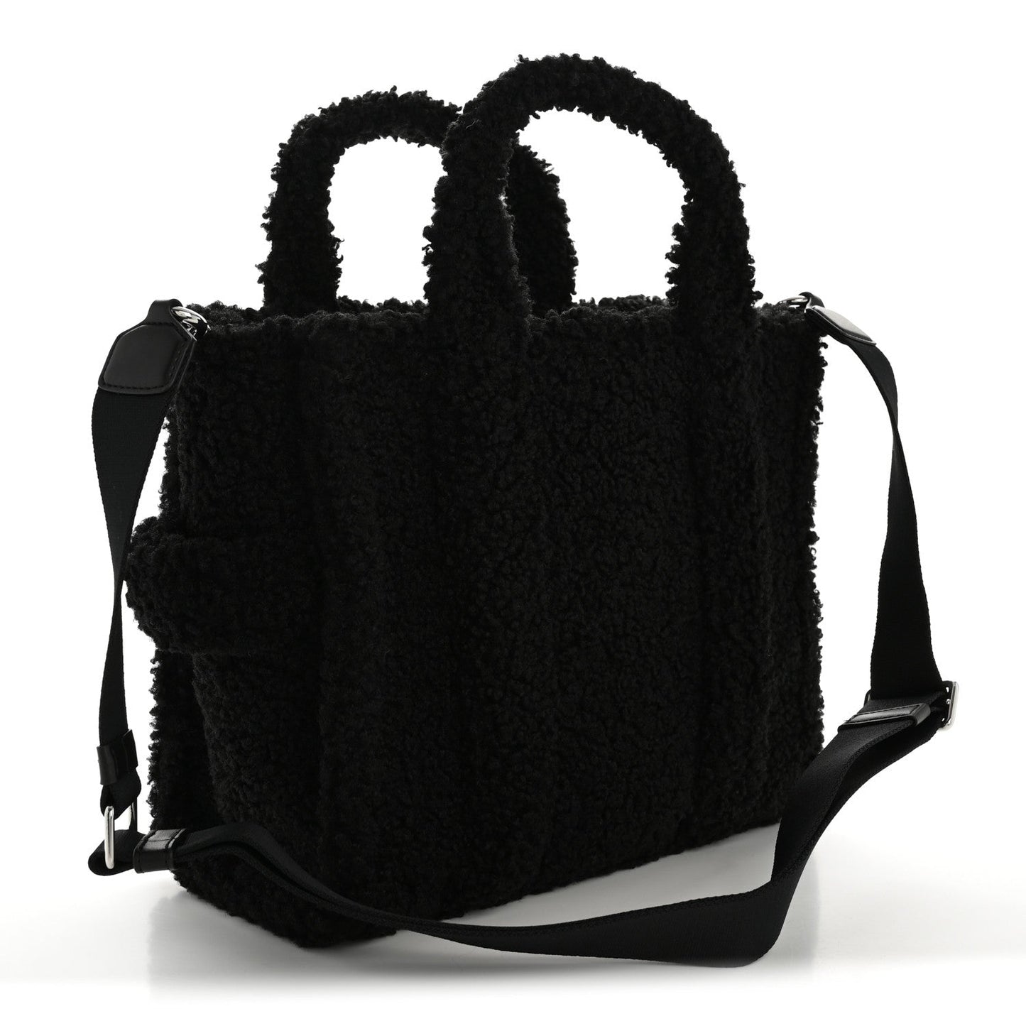 Polyester Cotton Medium The Teddy Traveler Tote Bag Black