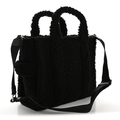 Polyester Cotton Medium The Teddy Traveler Tote Bag Black