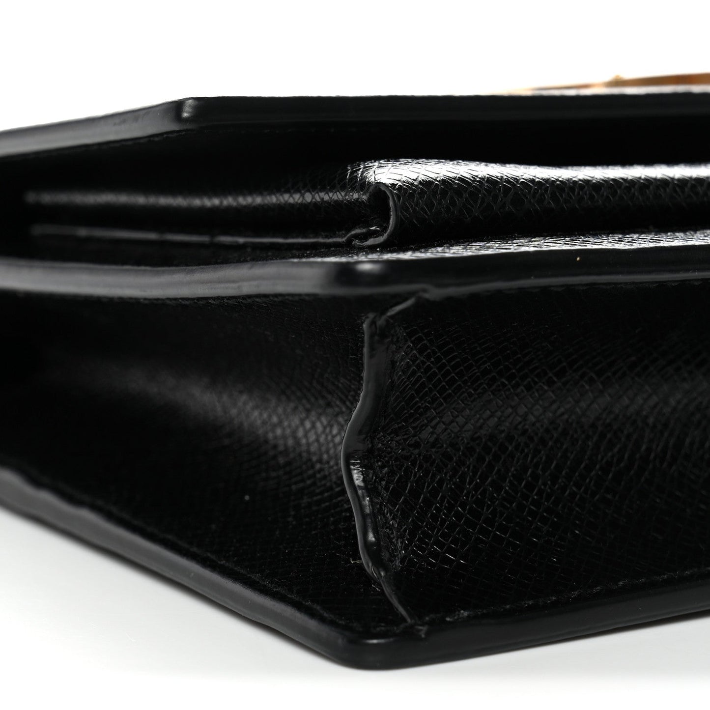 Coated Bark Calfskin Sunset Chain Wallet Black
