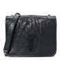 Crinkled Calfskin Matelasse Monogram Niki Chain Wallet Dark Smog