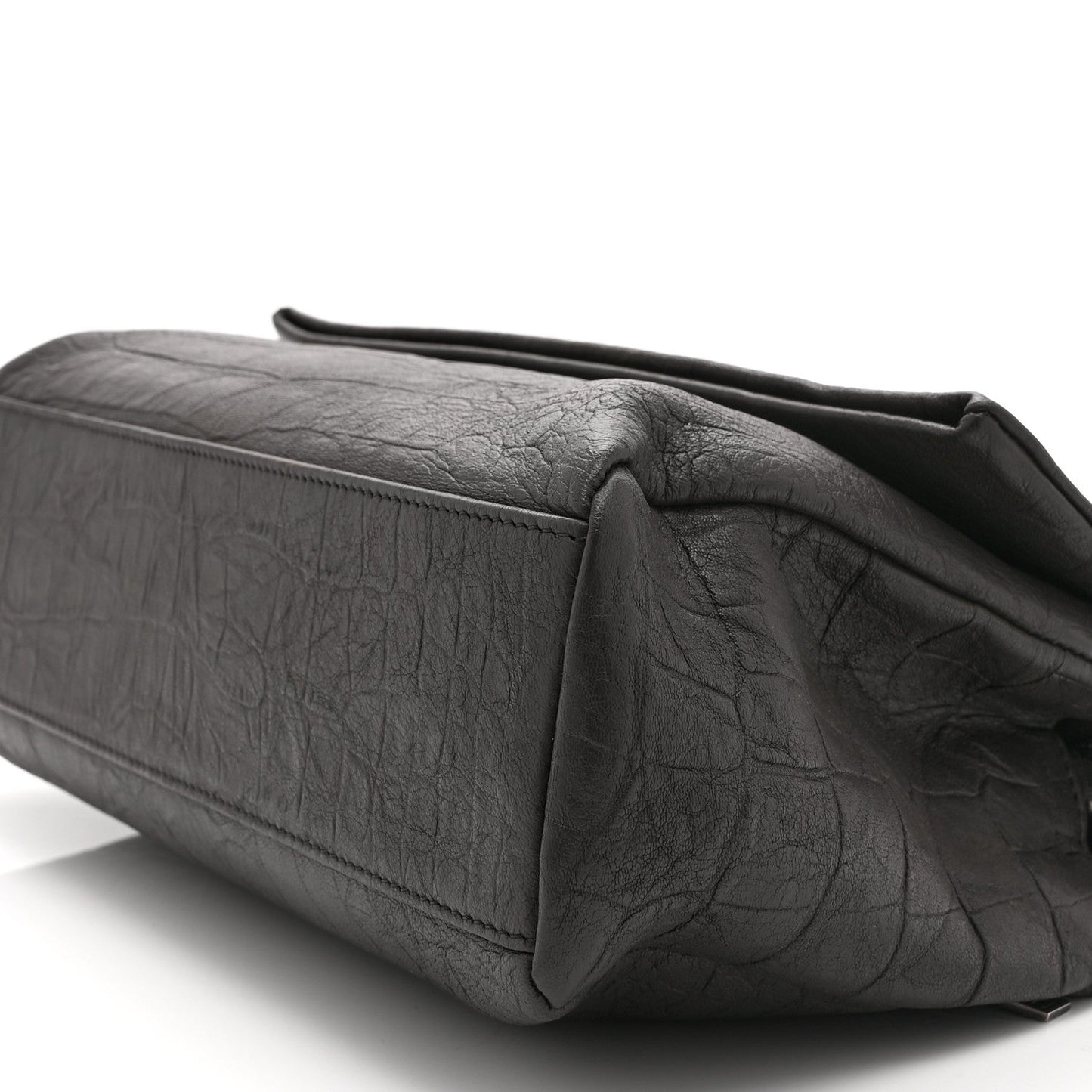 Calfskin Crocodile Embossed Medium West Hollywood Monogram Fold-Over Earth