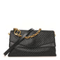 GG Grainy Calfskin Large Chain Shoulder Bag Black