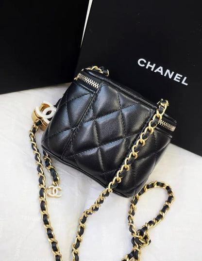 Chanel 24A Black Clutch With Chain