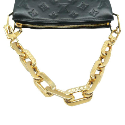 LOUIS VUITTON Coussin BB Monogram Embossed Leather Shoulder Bag Black