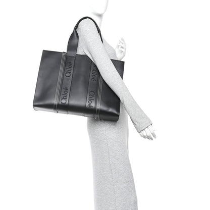 Calfskin Large Woody Tote Black