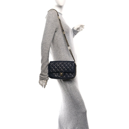 Caviar Quilted Small CC You Flap Navy
