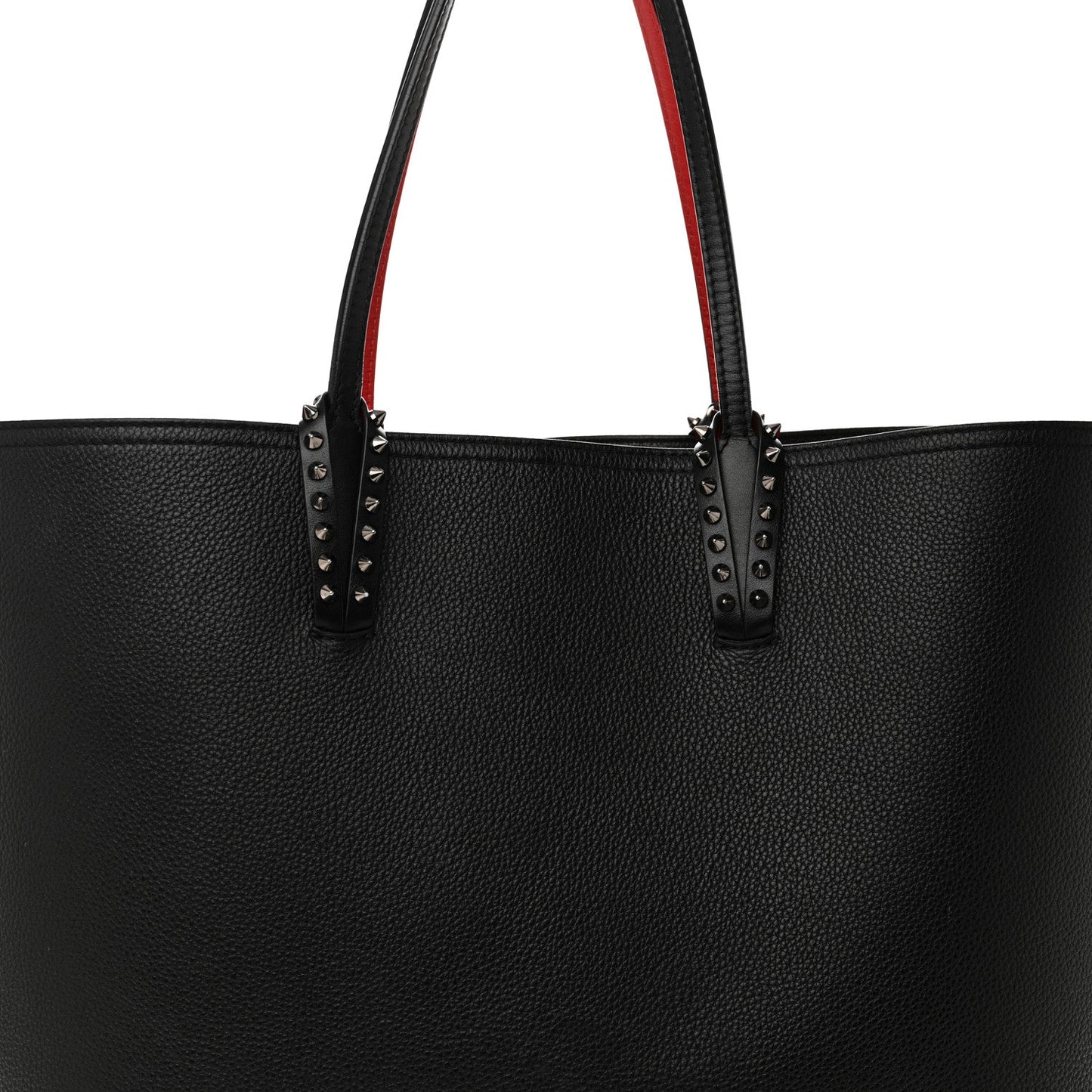 Calfskin Empire Spikes Large East West Cabata Tote Black