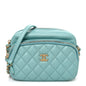 Calfskin Quilted Day Trips Camera Case Turquoise