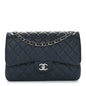 Caviar Quilted Jumbo Double Flap Blue