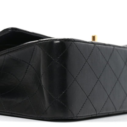 Lambskin Quilted Medium Double Flap Black