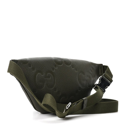 Piuma Calfskin Jumbo GG Embossed Small Belt Bag Dark Green