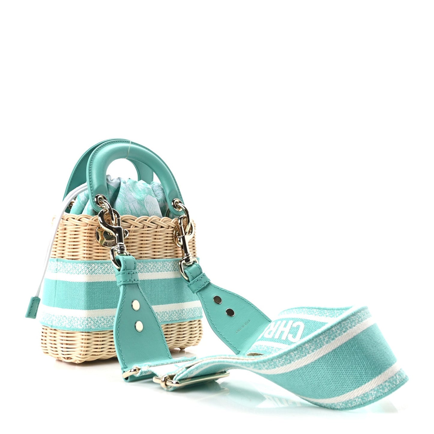 Wicker Oblique Mini Lady Dior Bag Aquamarina