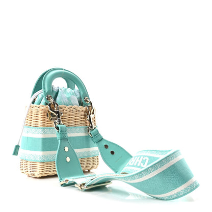 Wicker Oblique Mini Lady Dior Bag Aquamarina