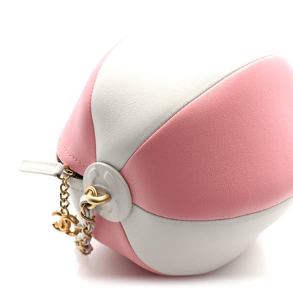 Calfskin Coco Beach Ball Bag White Pink