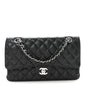 Caviar Quilted Medium Double Flap Black