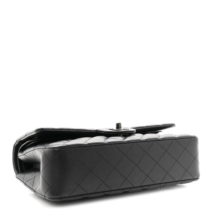 Lambskin Quilted Medium Double Flap So Black