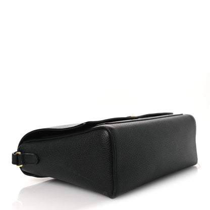 Grainy Calfskin Note Crossbody Bag Black