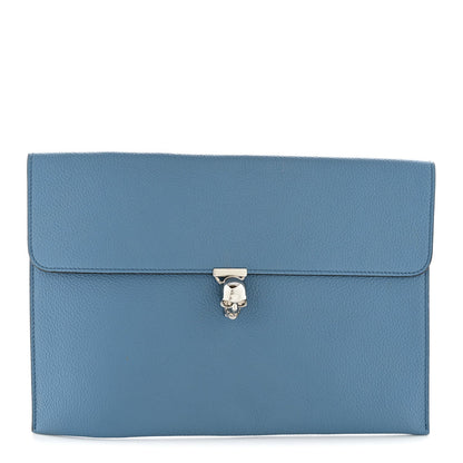 Calfskin Skull Envelope Clutch Blue