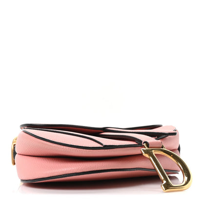 Grained Calfskin Mini Saddle Bag Pink