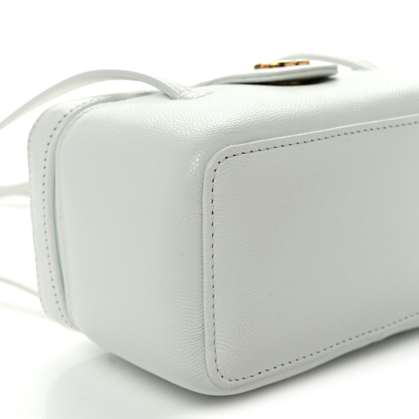 Shiny Caviar Preppy Coco Long Vanity With Strap Light Blue