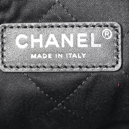 Metallic Shaded Calfskin Quilted Chanel 22 Black Silver
