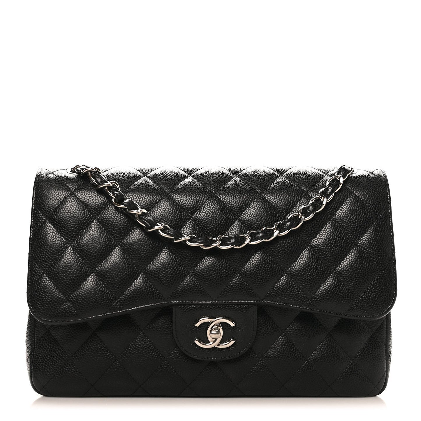 Caviar Quilted Jumbo Double Flap Black
