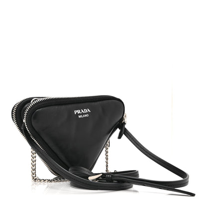 Nappa Soft Padded Mini Triangle Crossbody Pouch Black