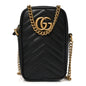 Calfskin Matelasse Mini GG Marmont Crossbody Bag Black
