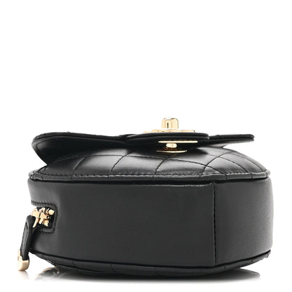 Lambskin Quilted CC In Love Heart Clutch With Chain Black