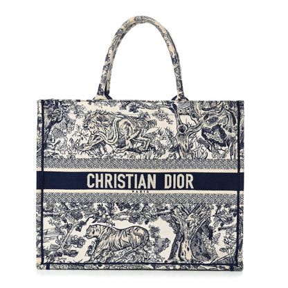 Canvas Embroidered Large Dioriviera Toile De Jouy Book Tote Blue