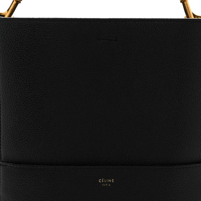 Soft Grained Calfskin Sangle Bucket Bag Black