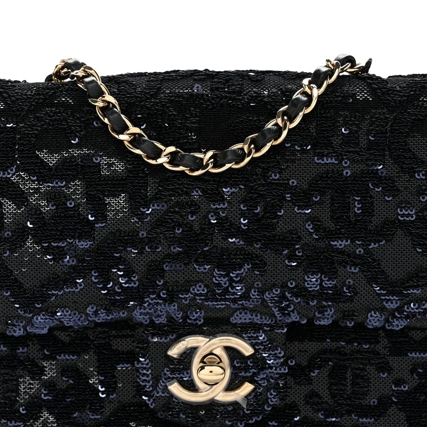 Sequin Quilted Small Single Flap Black