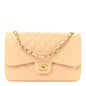 Caviar Quilted Jumbo Double Flap Beige Clair