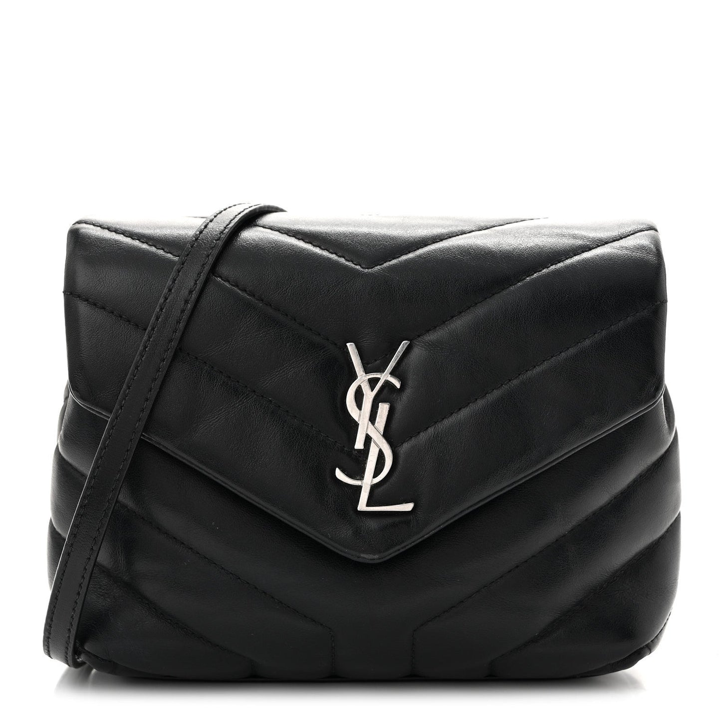 Calfskin Y Quilted Monogram Toy Loulou Crossbody Bag Black