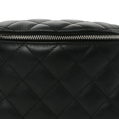 Calfskin Quilted Waist Belt Bag Black
