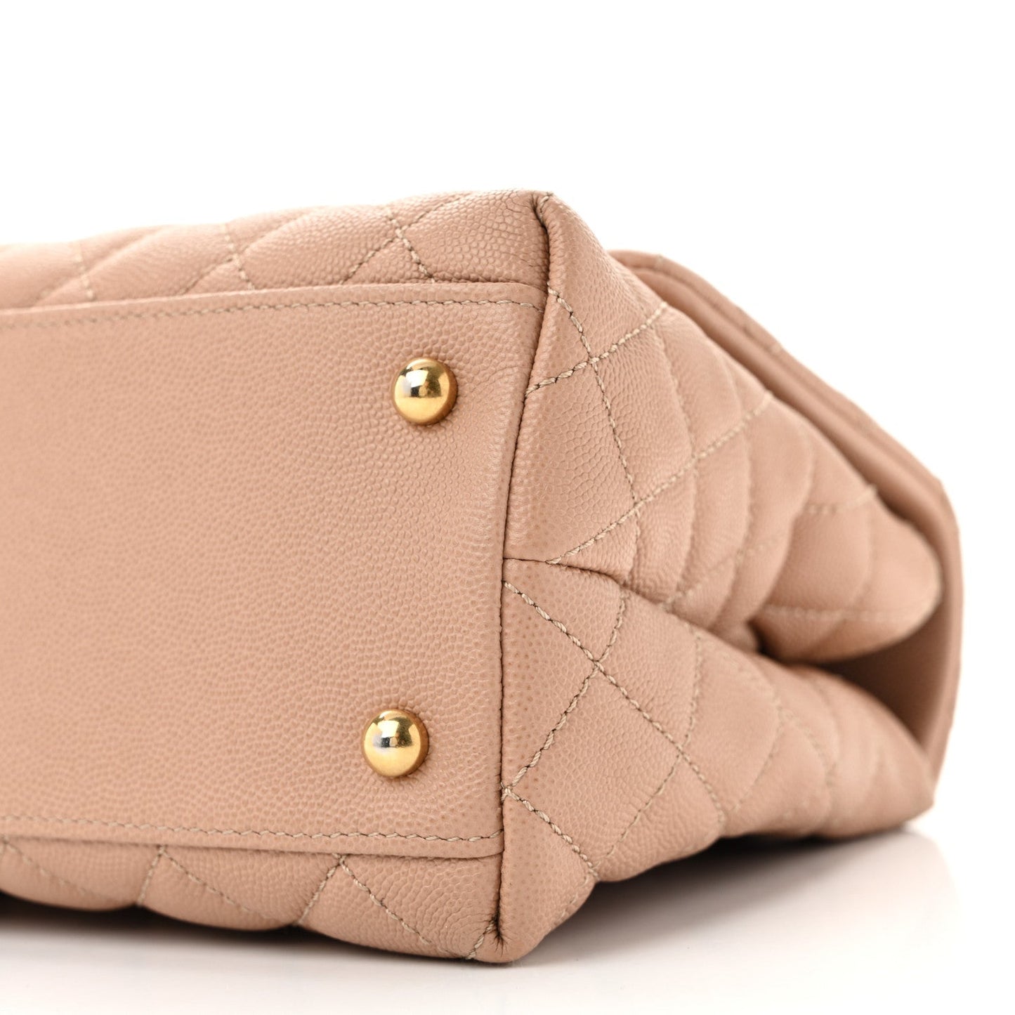 Caviar Lizard Quilted Small Coco Handle Flap Beige