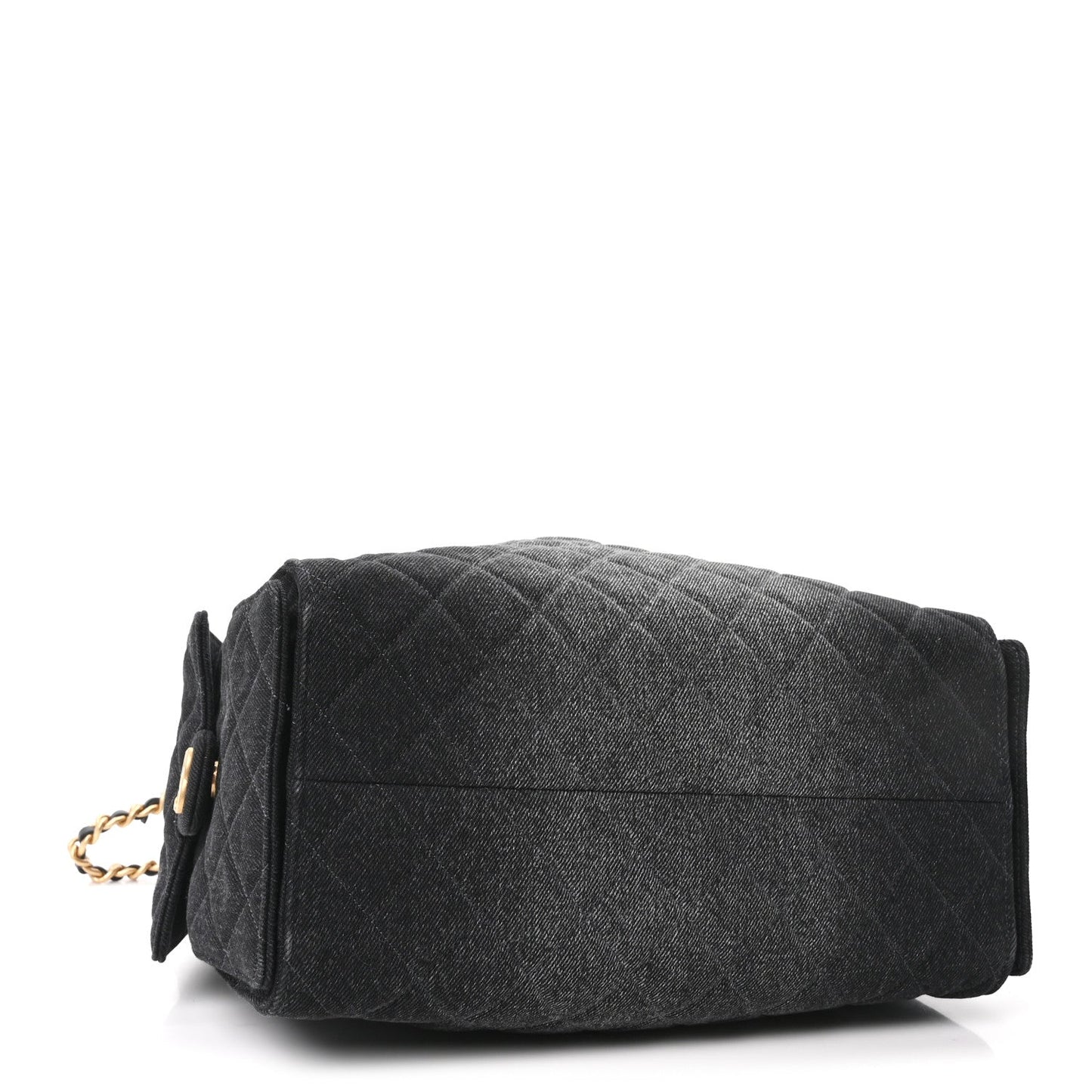 Washed Denim Quilted Medium Chanel 25 Handbag Black