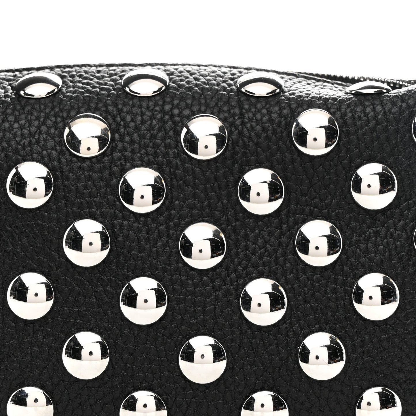 Pebbled Sport Calfskin Studded Small Elena Black