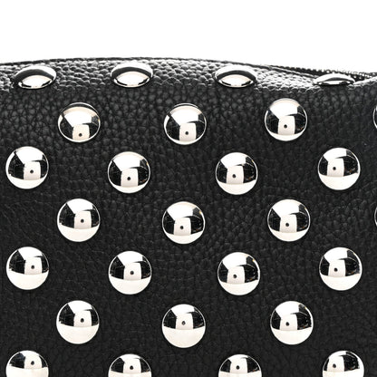 Pebbled Sport Calfskin Studded Small Elena Black