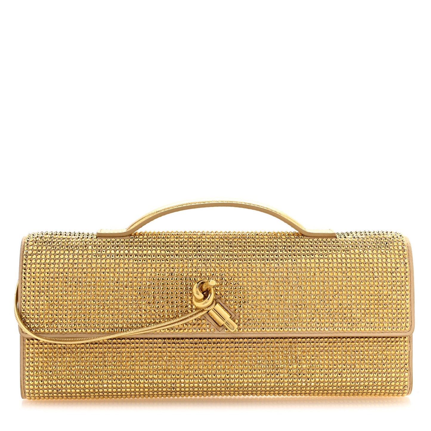 Nappa Crystal Long Andiamo Top Handle Clutch Porridge