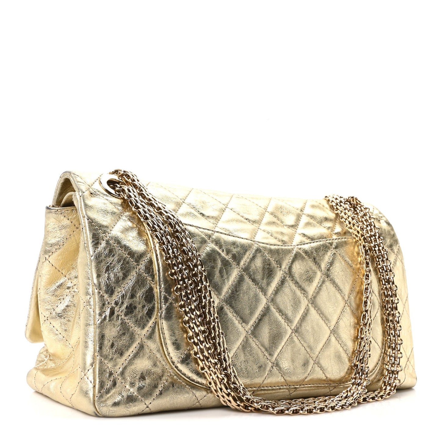 Metallic Aged Calfskin Quilted 2.55 Reissue 227 Flap Gold