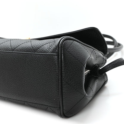 Grained Calfskin Stitched Urban Essentials Small Shopping Bag Black