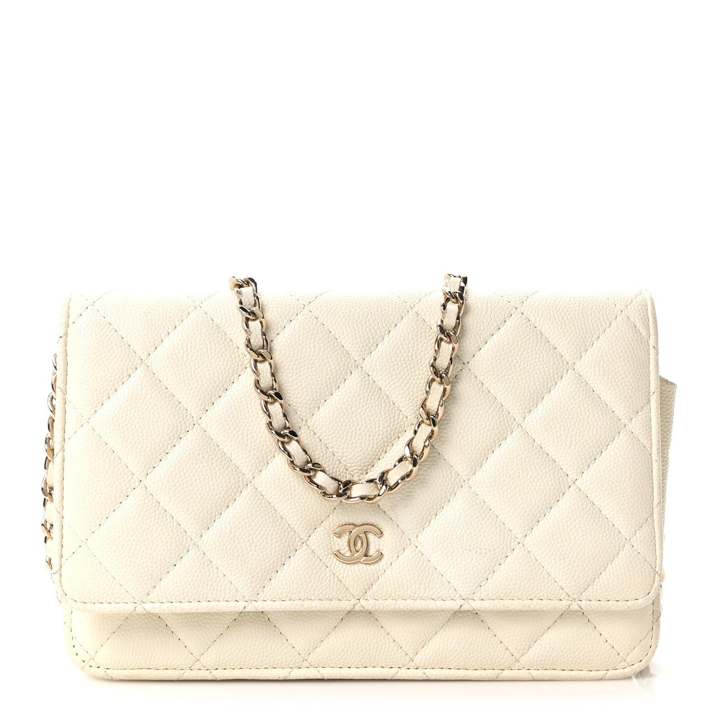 Caviar Quilted Wallet On Chain WOC White