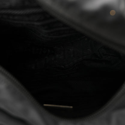 Nylon Vela Saffiano Single Buckle Messenger Shoulder Bag Black