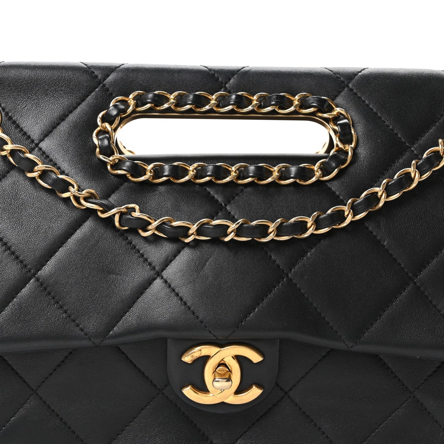 Lambskin A Real Catch Flap Bag Black