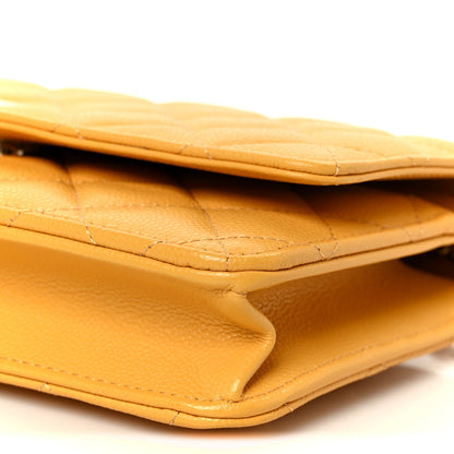 Caviar Quilted Wallet on Chain WOC Yellow